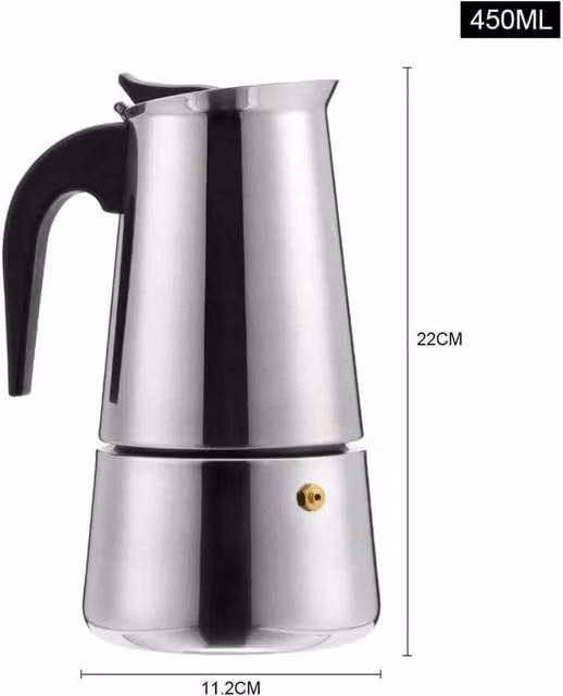 FLAVORA Stainless Steel 9 Cup Espresso Maker Stove Top Coffee Percolator in Silver, W: 15 cm, H: 100 cm – 1