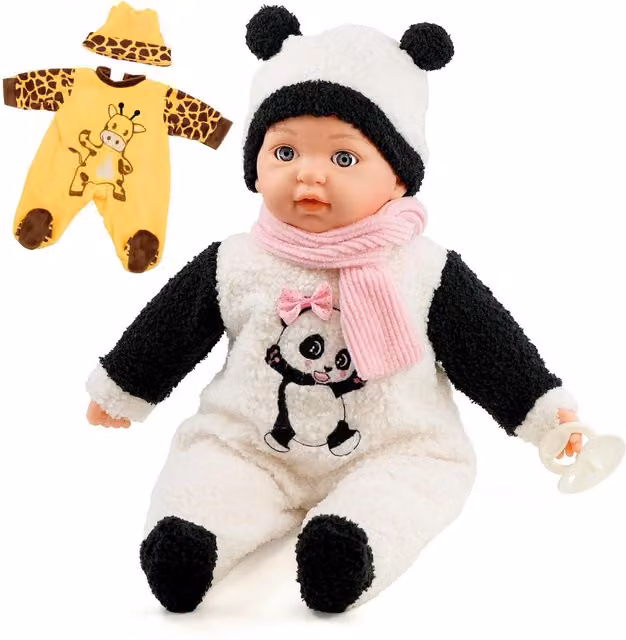 BiBi Doll Interactive Baby Boy Doll with Sounds and Dummy in White, Black, Yellow and Multicolour