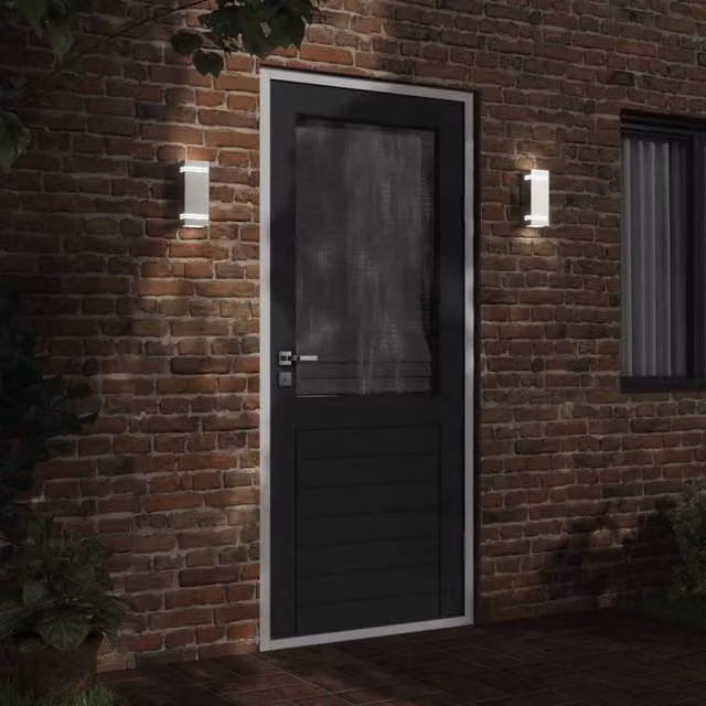 Berkfield Home Modern Silver Stainless Steel Outdoor Up and Down Wall Lights, Pack of 2 – 1