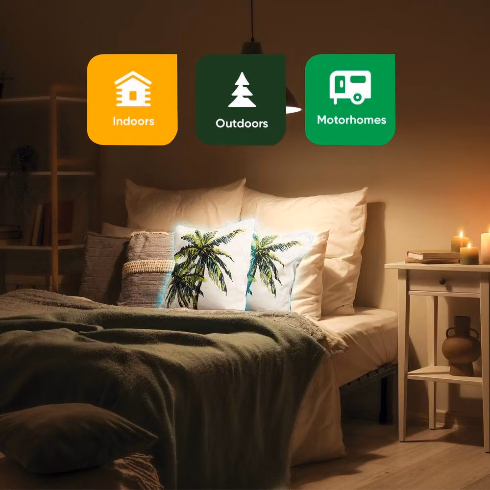 Gardenwize Pack of 2 Multicolour Palm Printed LED Light Up Square Scatter Cushions – 5