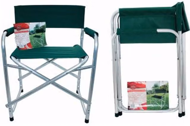 Samuel Alexander Green Powder Coated Aluminium and UV Resistant Polyester Camping Chair with Armrests