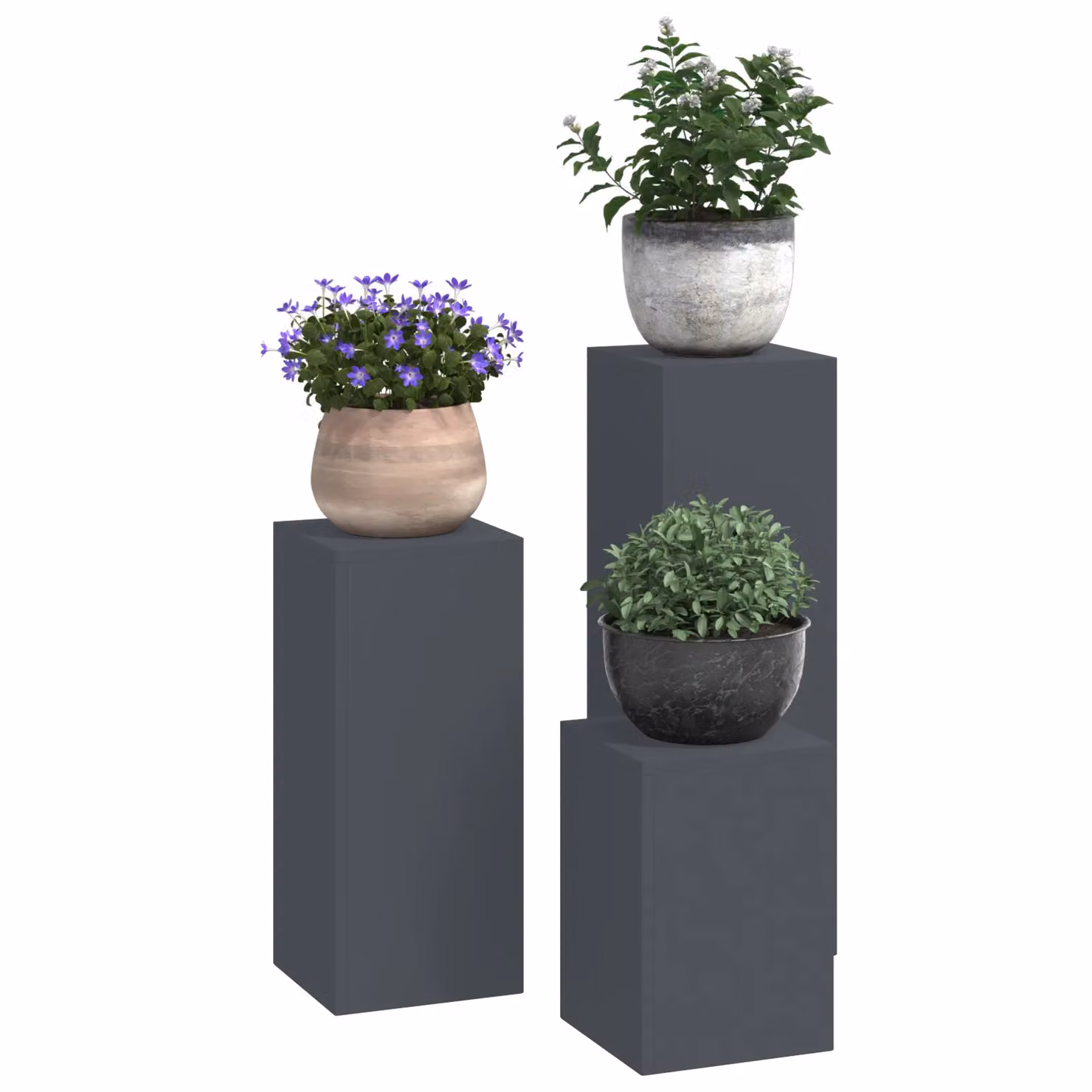 Berkfield Home 3-Piece Anthracite Steel Outdoor Planter Set for Garden, Balcony or Terrace – 3