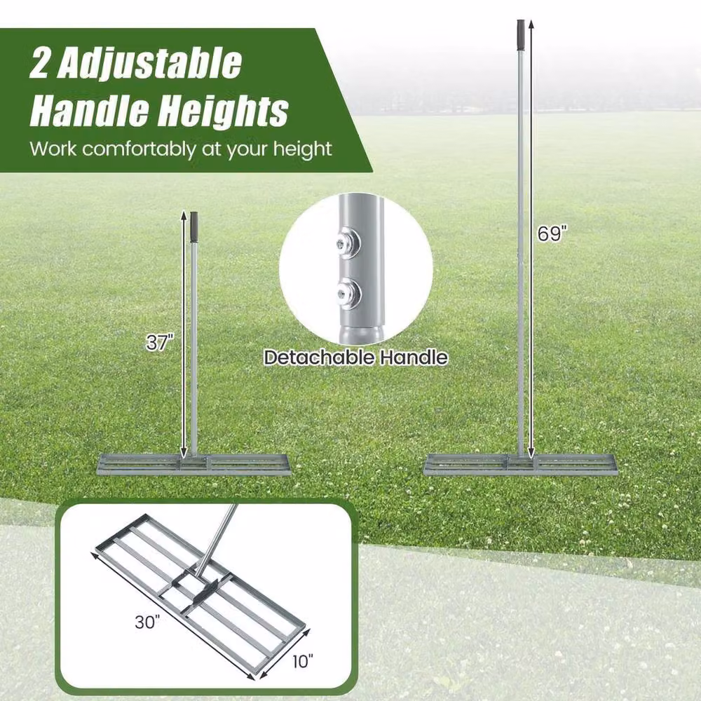 KORVIXA Silver Metal Effort-saving Landscape Lawn Leveling Rake – 2
