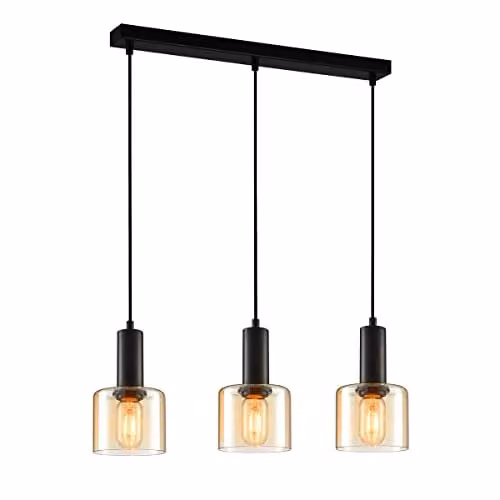 Netlighting Santia Modern 3 Light Bar Pendant Ceiling Light in Black with E27 Sockets – 1
