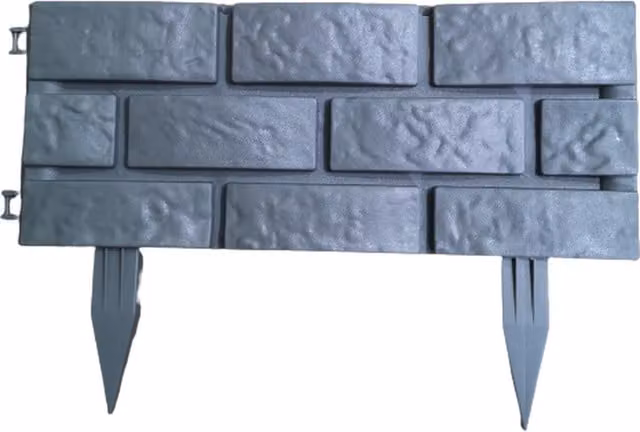 Samuel Alexander 12 Piece Grey Brick Effect Plastic Garden Edging Decorative Border