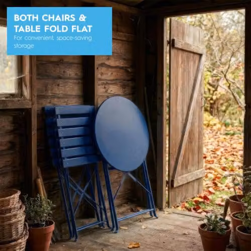 Harbour Housewares 2 Seater Sussex Bistro Garden Furniture Set in Blue – 5