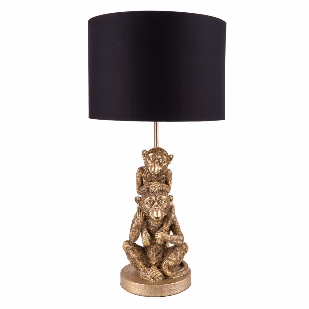 Madison & Mayfair Monkey Desk Lamp in Gold/Brass with Black Shade – 2