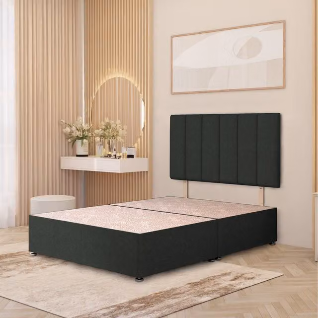 Somnior Beds Ltd Upholstered Linen Fabric Divan Bed Base with Storage Drawers in Anthracite Grey, W/D/H: 200 x 200 cm