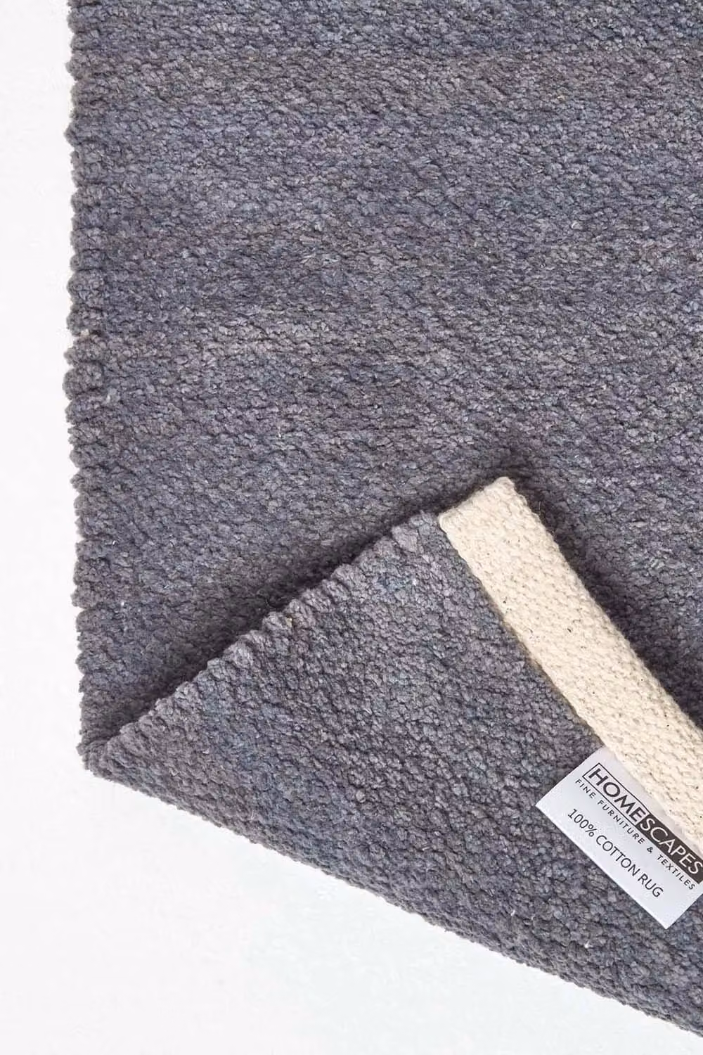Homescapes Plain Chenille Cotton Woven Rug in Grey, W: 45 cm, L: 70 cm – 2