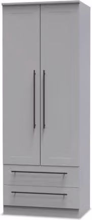 Welcome Furniture Beverley 2 Door 2 Drawer Tall Double Wardrobe in Grey
