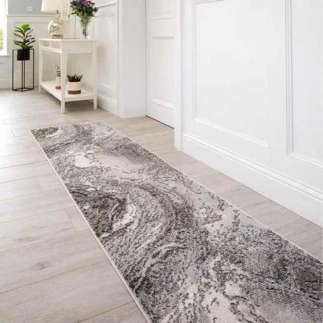 The Rug House Modern Textured Stone Look Rectangular Area Rug, Grey, W: 240 cm, D: 60 cm