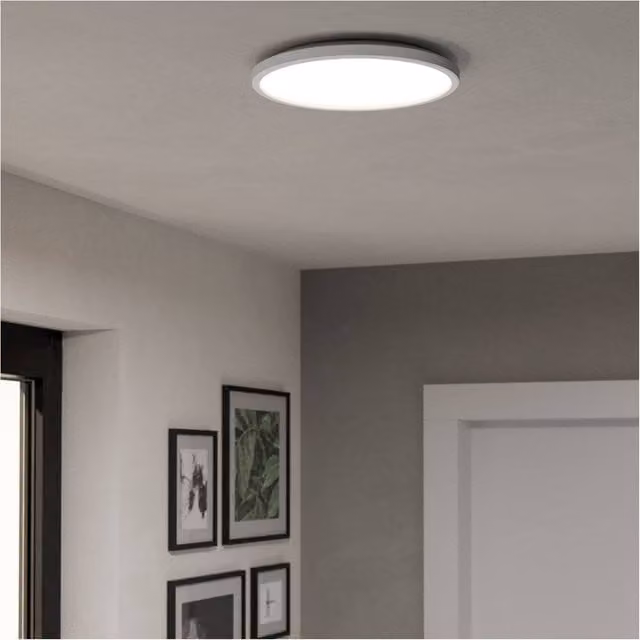 Loops Modern White Round LED Suspended Pendant Ceiling Light, Diameter: 30 cm
