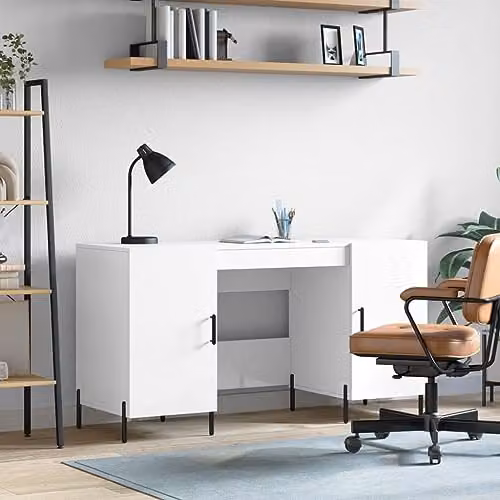 vidaXL Modern Writing Desk in Glossy White MDF – 2
