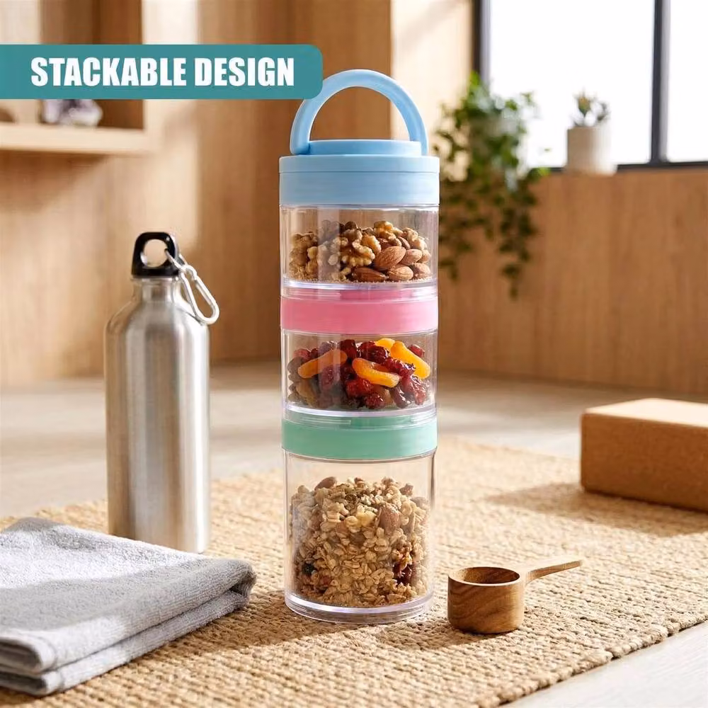 FLAVORA Multicolour Stackable Plastic Food Storage Container for Nuts and Fruit – 4
