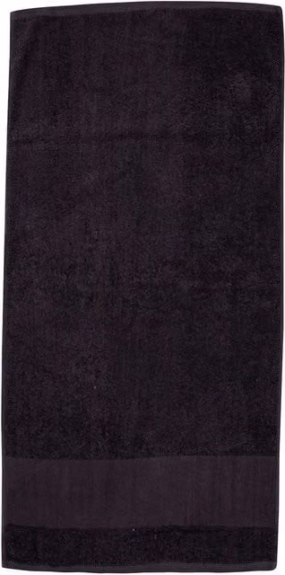 Towel City Personalised Black Cotton Bath Towel with Embroidered Border and Hanging Loop, W: 70 cm, H: 140 cm