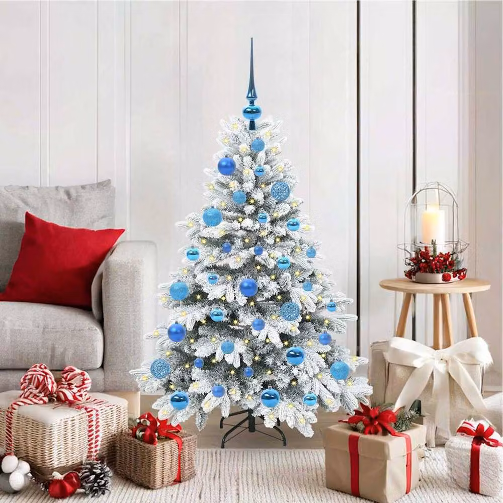 Berkfield Home Beautiful Artificial Christmas Tree with 150 Warm White LEDs, Green and White, Height: 120 cm – 2
