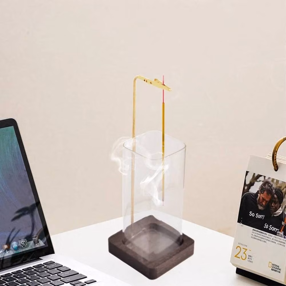 SPETLEK Modern Brown Glass Tabletop Incense Holder for Sticks – 3