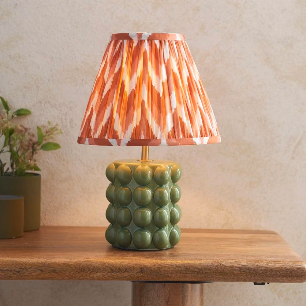 Netlighting Bobble Table Lamp in Green with Orange Fabric Shade, Diameter: 25 cm – 2