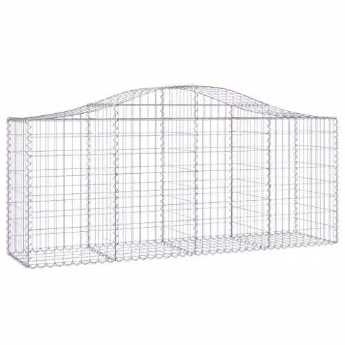 vidaXL 2x Arched Gabion Baskets in Silver Galvanised Steel, W/D/H: 200 x 50 x 80/100 cm – 1