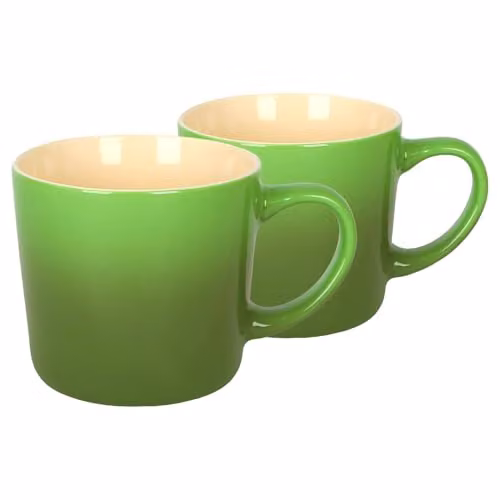Argon Tableware Green Ombre Coffee Mugs, Set of 2, 330ml New Bone China Ceramic Mugs – 1