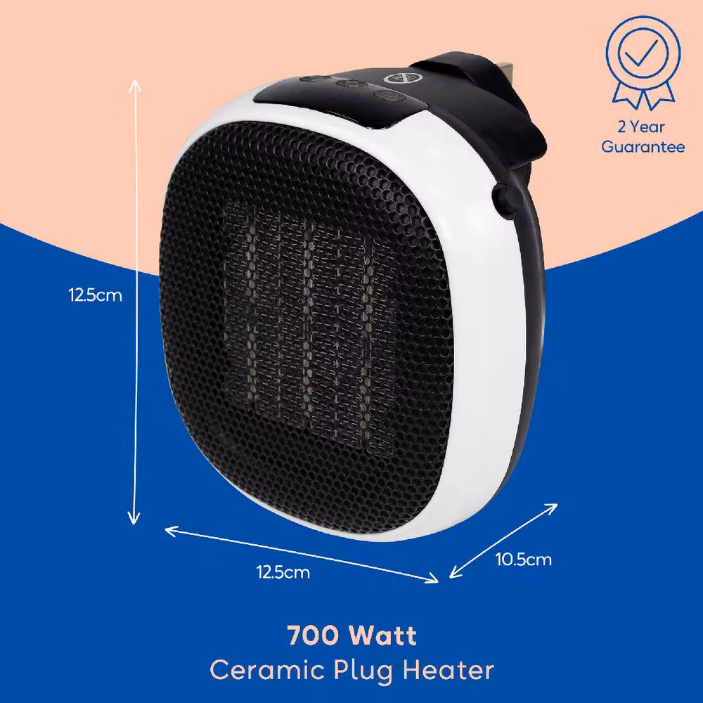 Russell Hobbs 700W Compact Portable Ceramic Fan Heater with Thermostat and Timer in White – 2