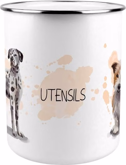 Purely Home Dogs Kitchen Utensil Holder, Multicoloured and White, Freestanding