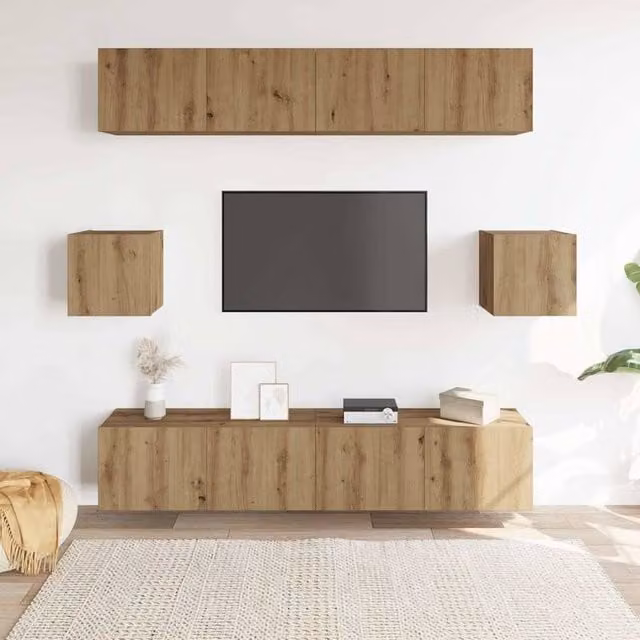 Berkfield Home Classic 6 Piece Wall-Mounted TV Cabinet Set in Brown Artisan Oak