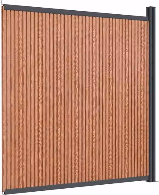 Berkfield Home WPC and Aluminium Fence Panel, Brown, W: 173 cm, H: 186 cm
