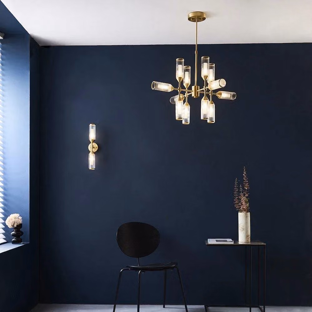 Netlighting TRIESTE Dimmable 12-Light Glass Ceiling Pendant in Yellow and Gold/Brass – 2