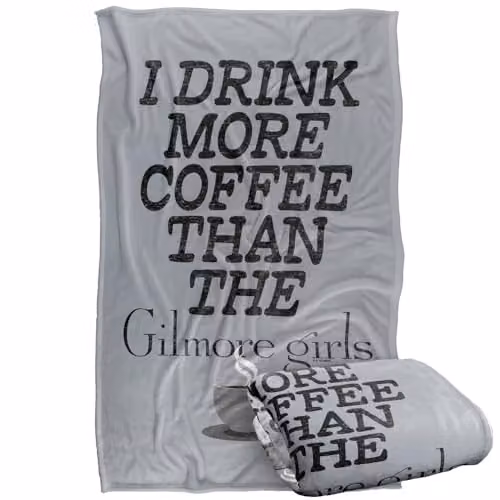 Warner Bros. Gilmore Girls More Coffee Super Soft Silky Touch Fleece Throw Blanket, W 91 cm x D 147 cm – 1