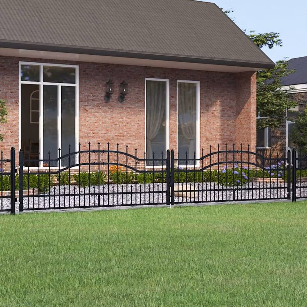 Berkfield Home Black Spear Top Steel Fence Gate, W: 406 cm, H: 120 cm – 2
