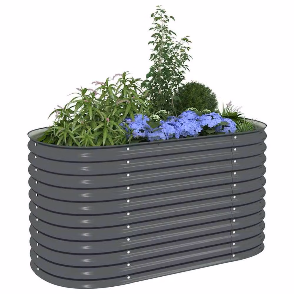 Berkfield Home Garden Galvanised Steel Raised Bed, Grey, W/D/H: 160 x 80 x 81 cm – 3
