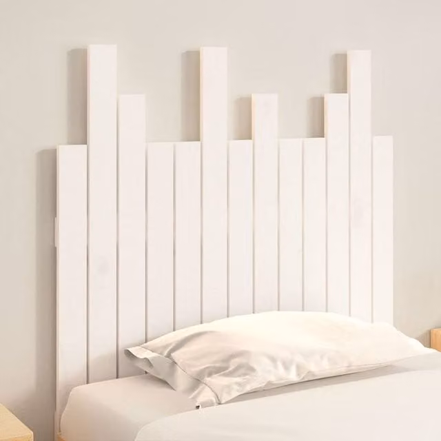 Berkfield Home White Solid Wood Pine Wall Headboard W: 82.5 cm, D: 3 cm, H: 80 cm – 1