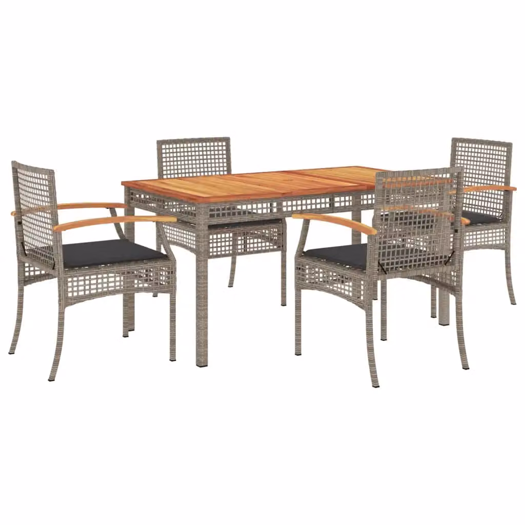 Berkfield Home 5 Piece Extendable Garden Dining Set with Grey Cushions and Acacia Wood Table – 2
