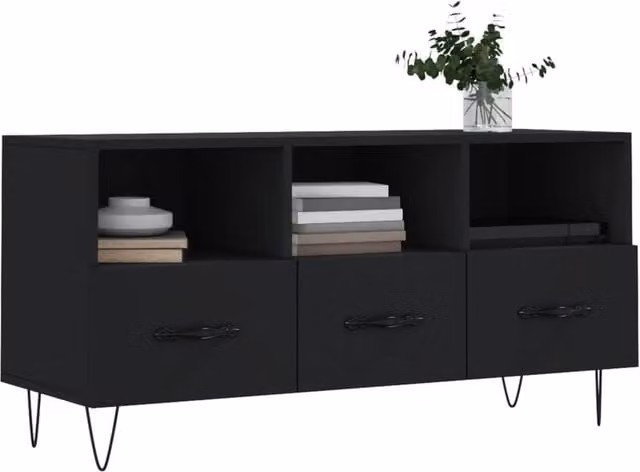 Berkfield Home Modern Black Matt TV Cabinet W/D/H: 102 x 36 x 50 cm – 1