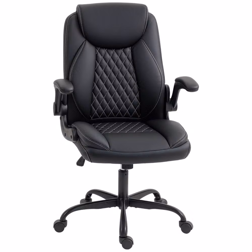 STILVORA Modern Black Synthetic Leather Swivel Task Chair for Home Office – 4