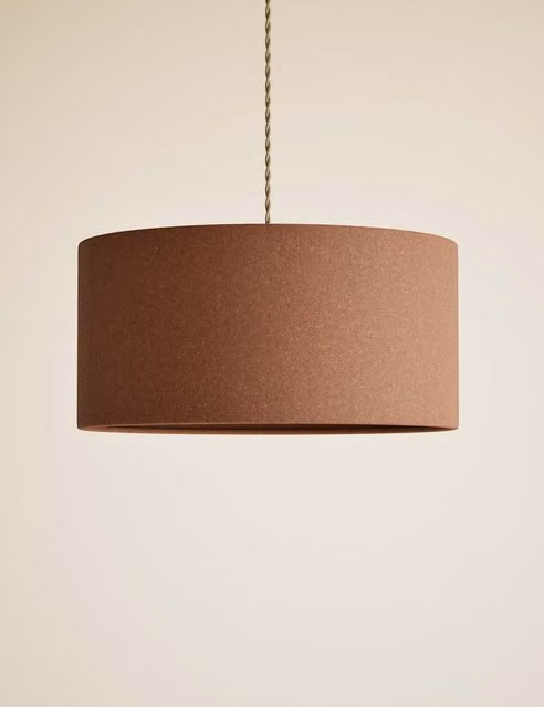 M&S Oversized Cotton Mix Cylinder Lampshade in Shade Spice Beige and Brown