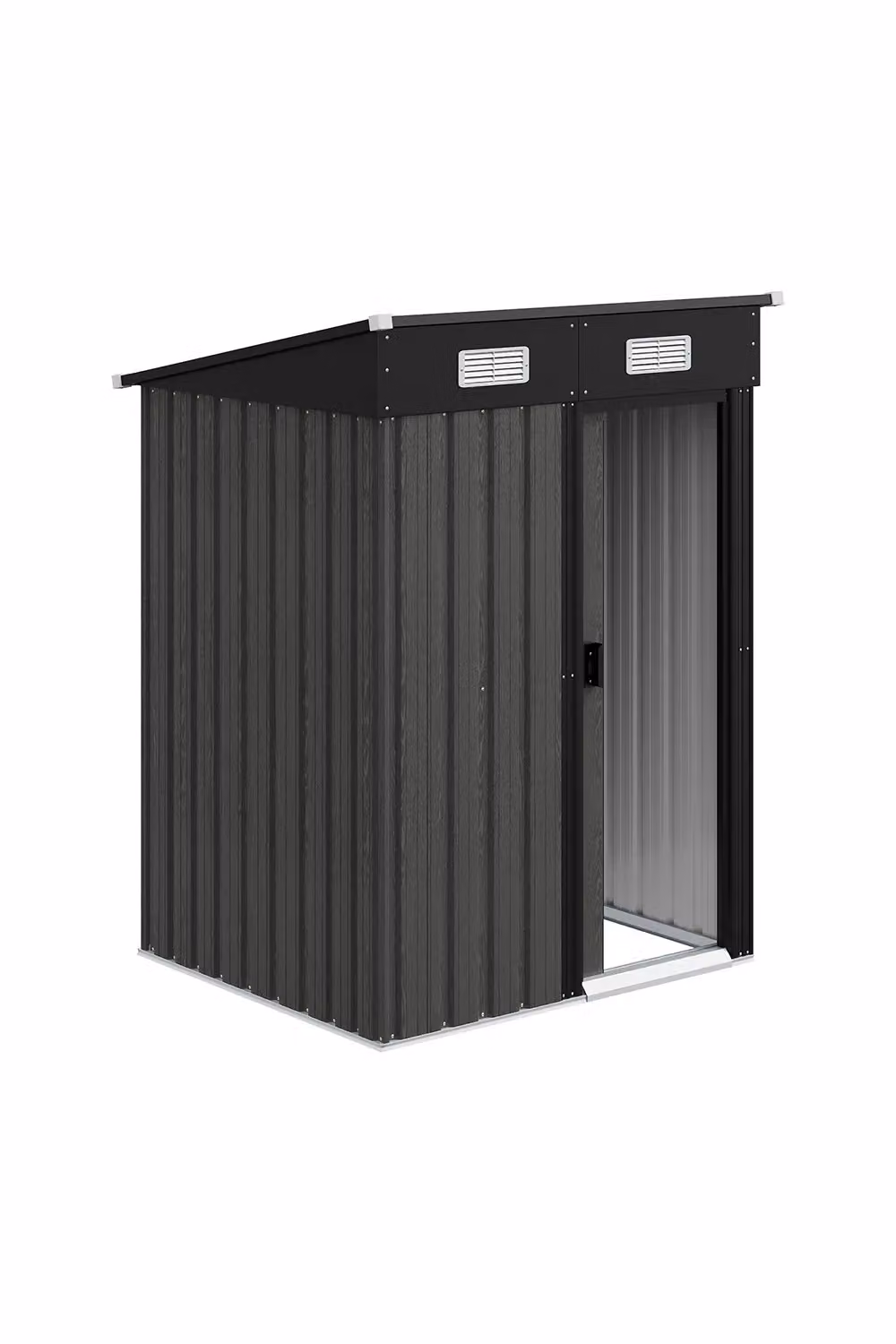 Living and Home Grey Metal Garden Storage Shed with Pent Roof and Single Door, H 190 cm x W 121.92 cm x D 121.92 cm – 2