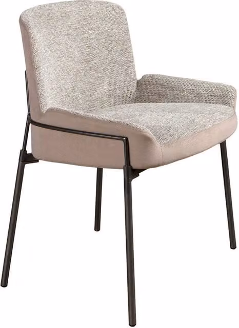 Angel Cerda Grey Fabric and Brown Velvet Dining Chair with Armrests – 1