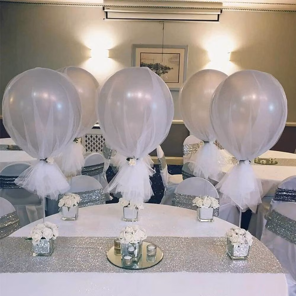 FLAVORA 10-Piece Reusable Tabletop Balloon Stand Kit in Transparent Plastic, H 100 cm x W 15 cm – 3