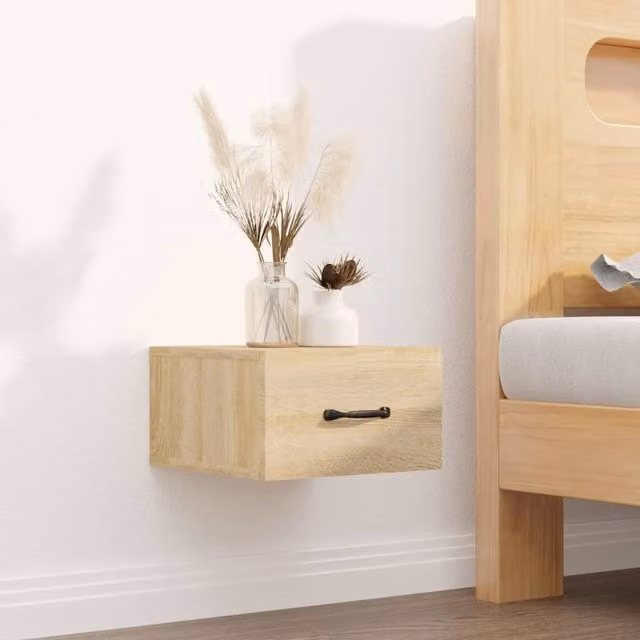 Berkfield Home Wall-mounted Bedside Cabinet in Sonoma Oak Brown, W/D/H: 35 x 35 x 20 cm