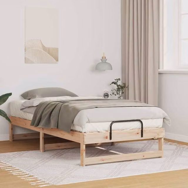 Berkfield Home Modern Solid Pine Wood Bed Frame, Brown, W/D/H: 90 x 190 cm – 1