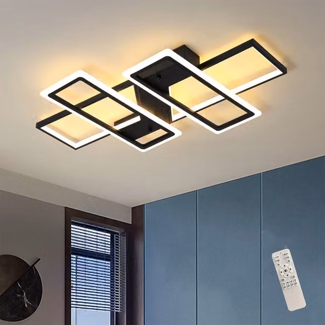 Garwarm 4-Light LED Flush Mount Ceiling Light in Black, 90cm