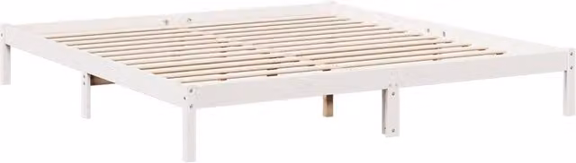 Berkfield Home Extra Long Decorative Bed Frame in White Solid Pine Wood, W/D/H: 200 x 220 cm