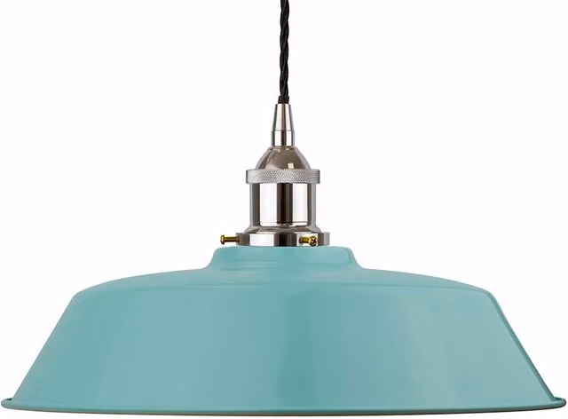 SE Home Chancery Pendant Light in Duck Egg Blue with Nickel and Black Twisted Metal Details