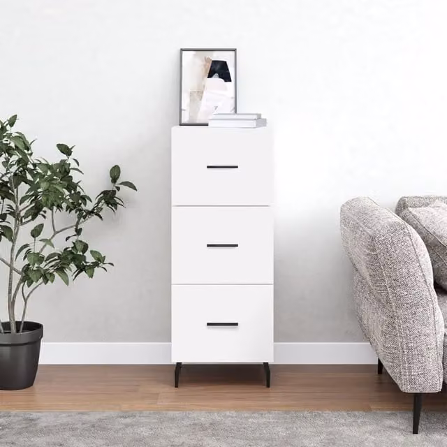 Berkfield Home Modern White Sideboard, W/D/H: 34.5 x 34.5 x 90 cm – 1