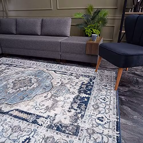 The Rugs Vintage Oriental Navy Medallion Area Rug, W/D: 80 x 150 cm – 7