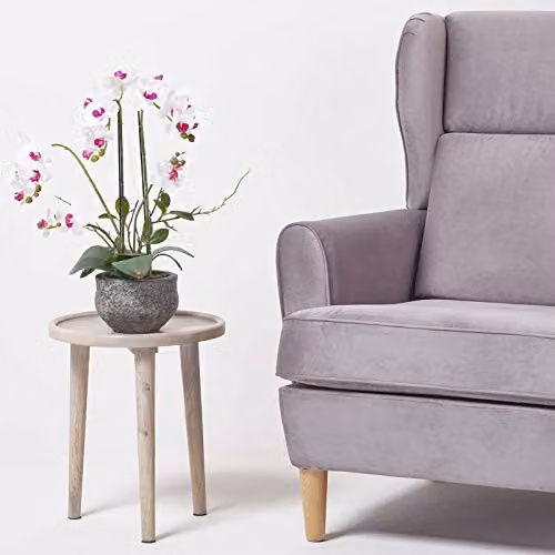 Homescapes Artificial White Orchid in Grey Concrete Pot, Height: 52 cm – 3