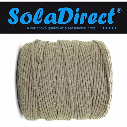SolaDirect Premium Khaki Macrame Cord, 100 m of 5 mm Thick Natural Beige Cotton Thread Yarn for DIY Crafts and Home Decoration – 2