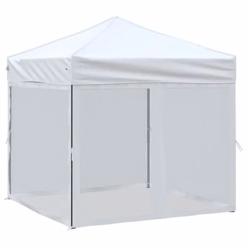 vidaXL Folding Party Tent with Sidewalls in White and Silver – 1